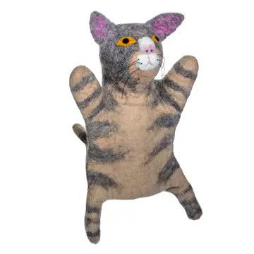 Tabby Cat Felted Hand Puppet