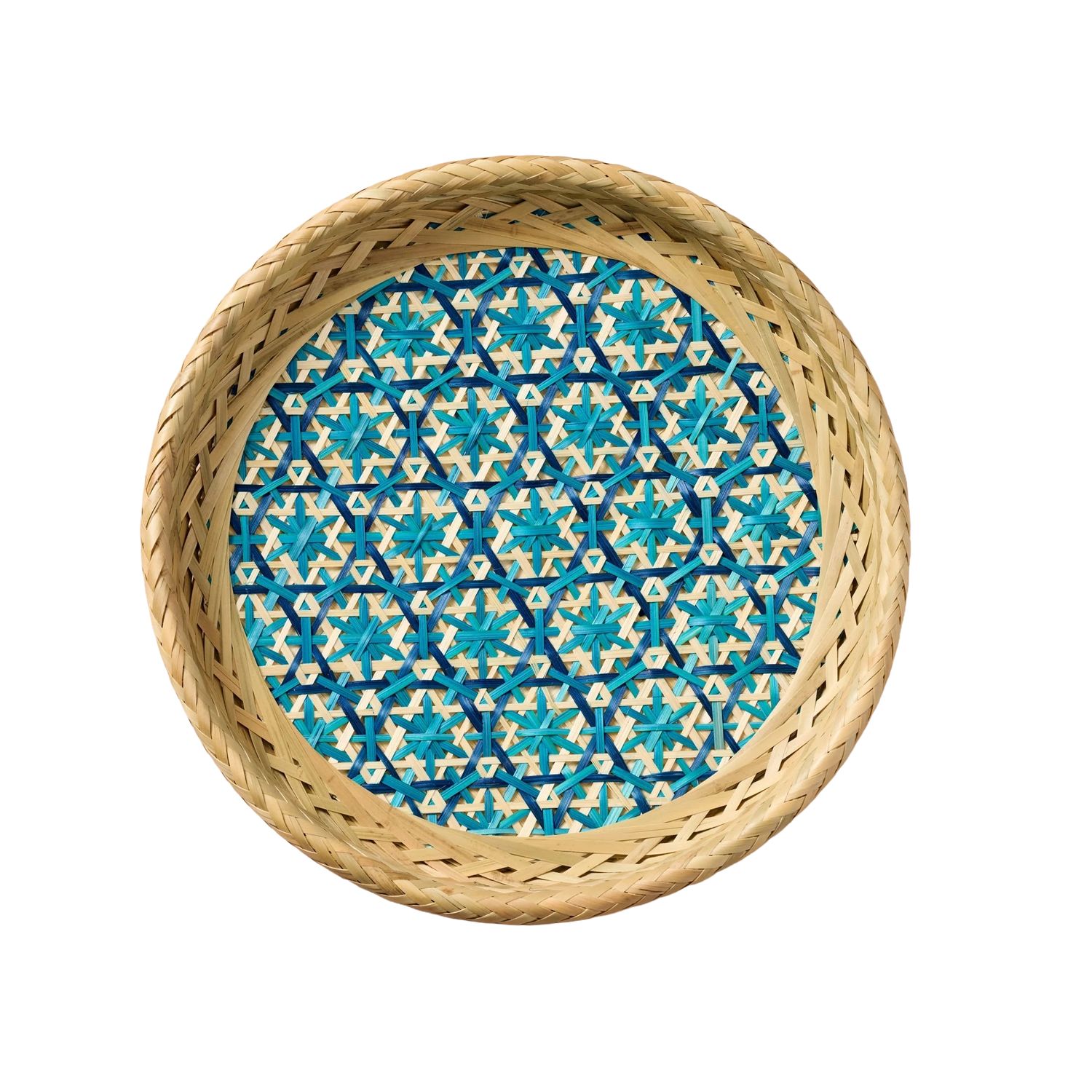 Indigo Woven Bamboo Basket