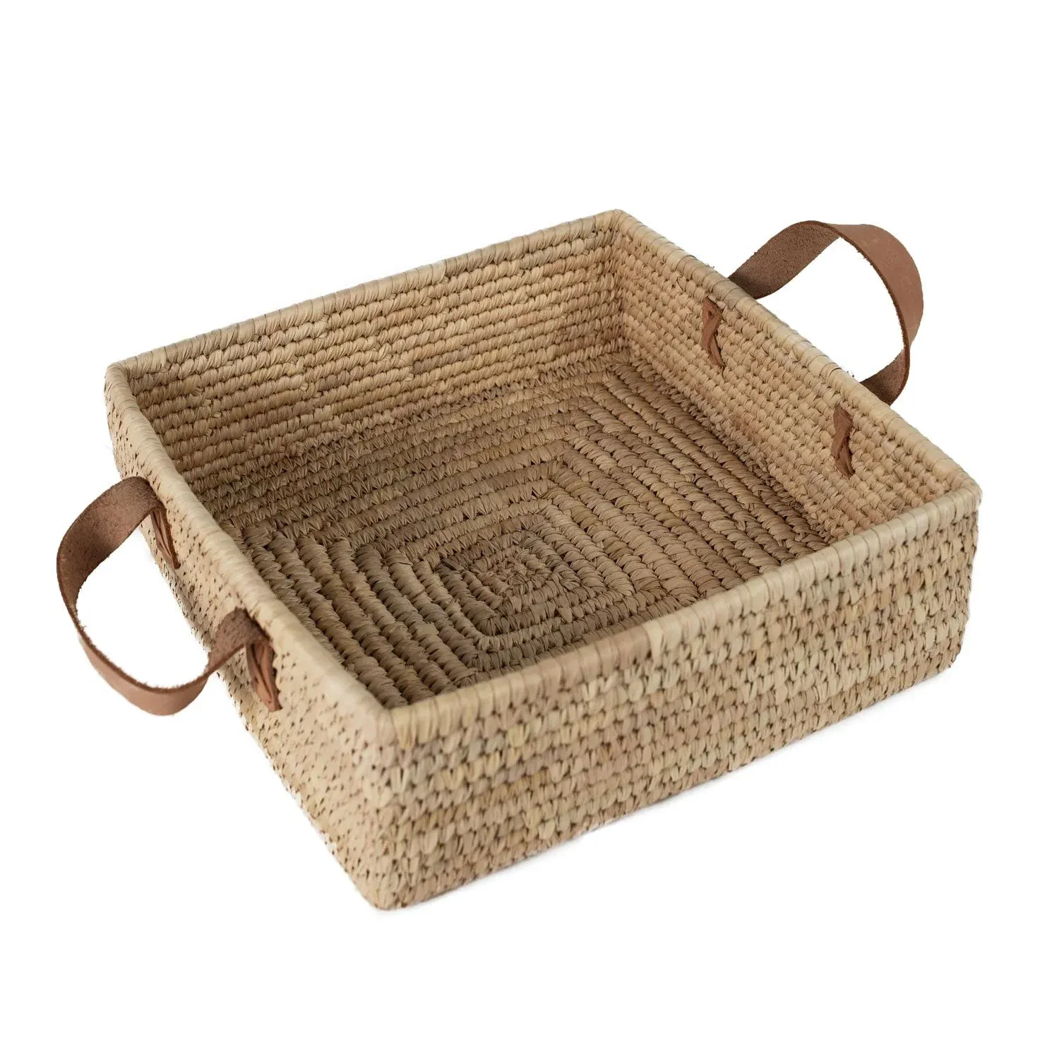 Leather Handled Square Basket