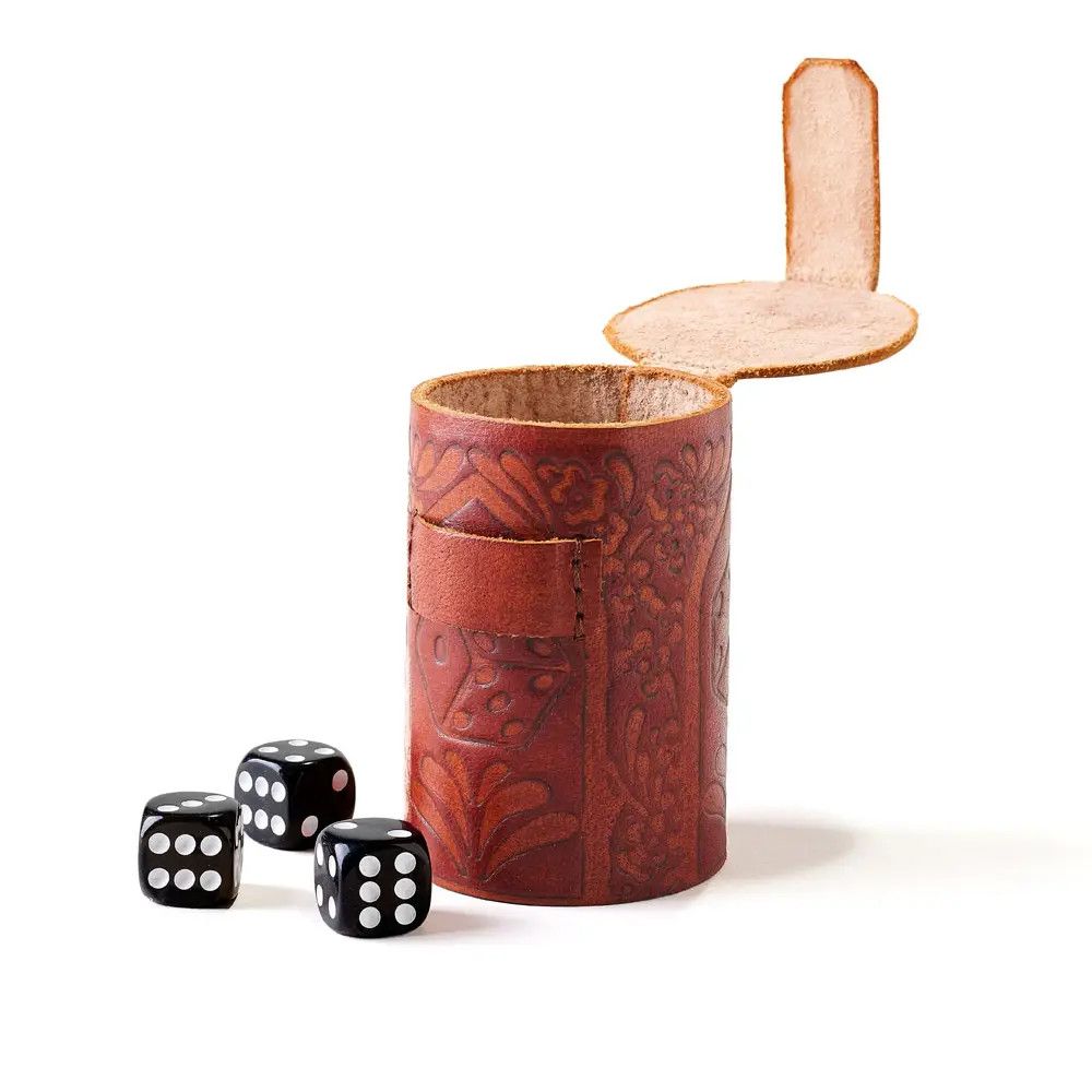 Embossed Leather Dice Cup Set