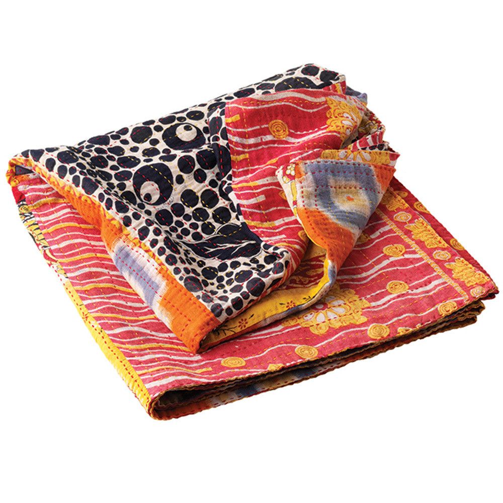 Kantha Patchwork Rainbow Throw 56" x 56"