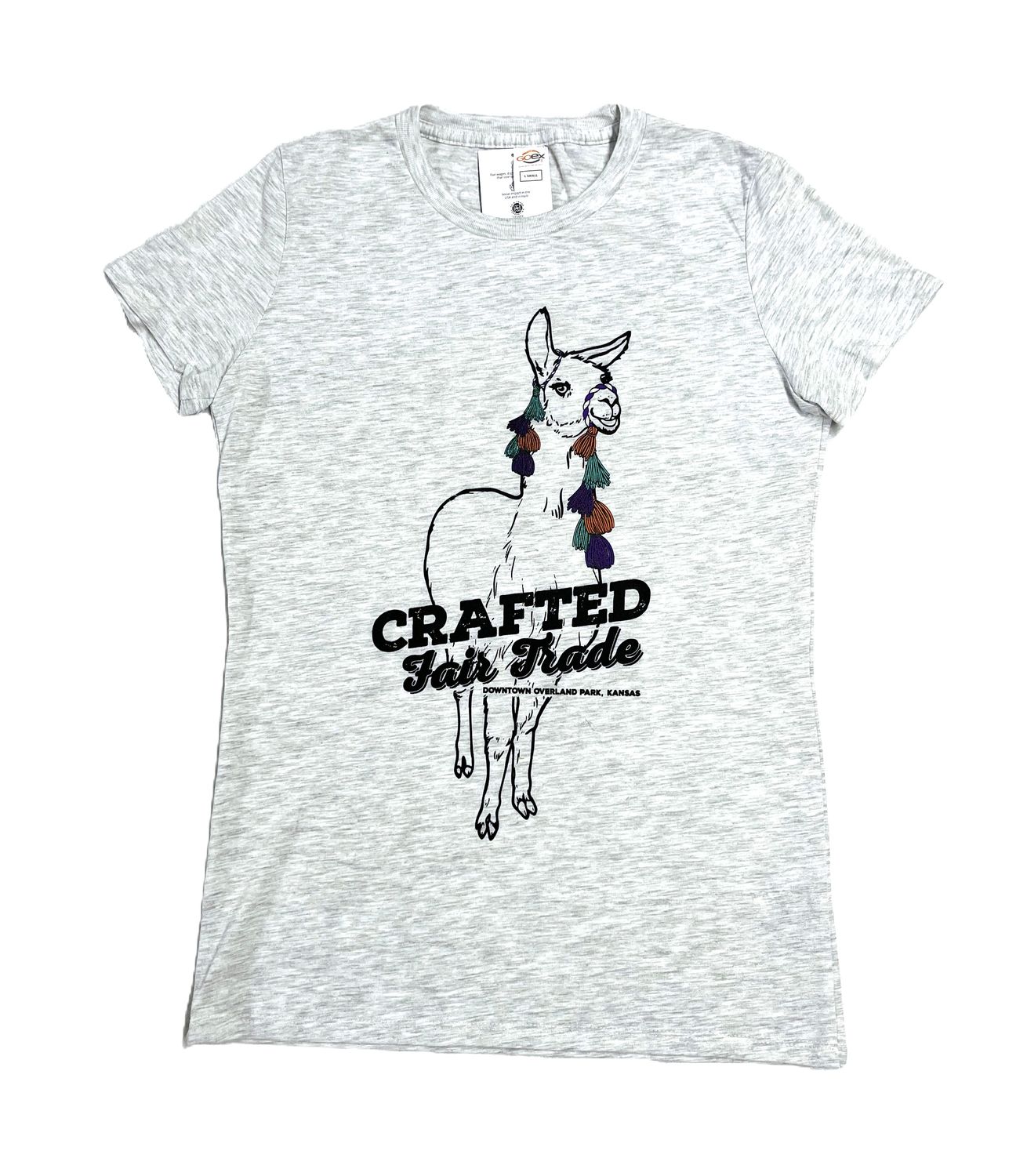 Crafted Fair Trade Llama Tee Ladies Fit - Vintage White