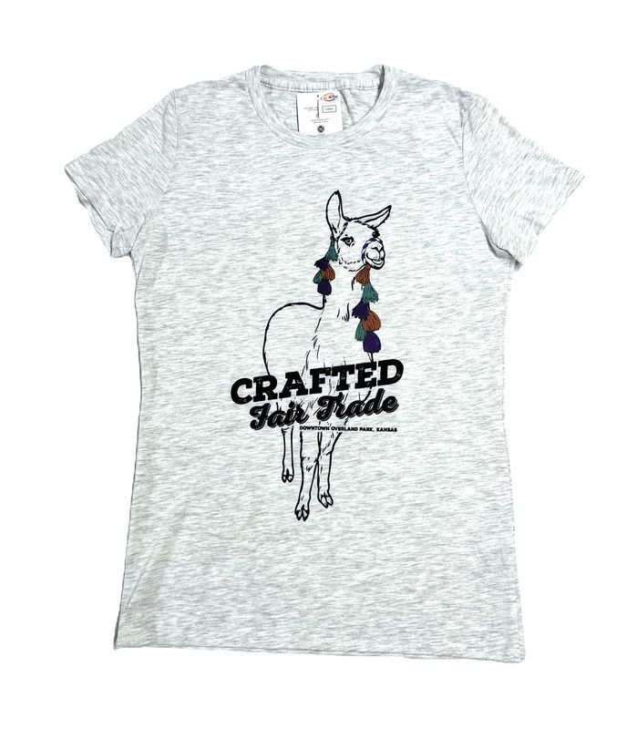 Crafted Fair Trade Llama Tee Ladies Fit - Vintage White