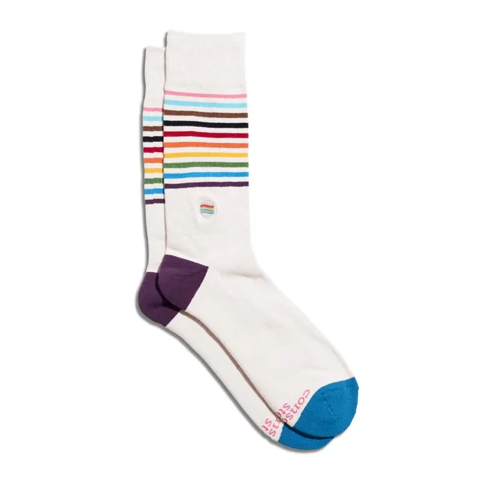 Crew Socks That Save LGBTQ Lives Beige Pride, Size: Small