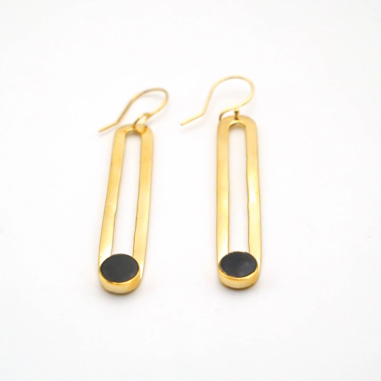Lila Drop Hoop Earrings - Black Onyx