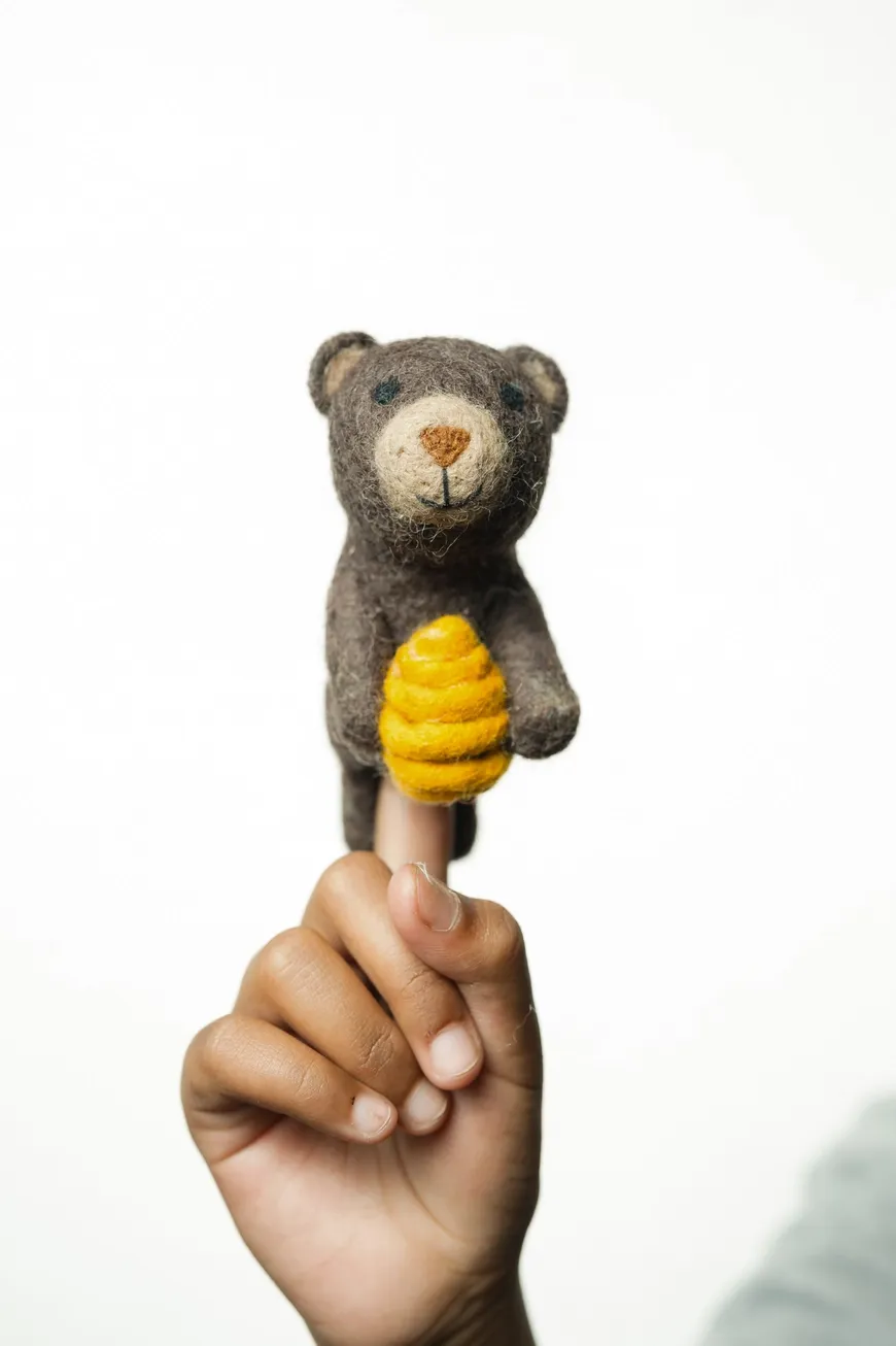 Brown Bear Felted Finger Puppet