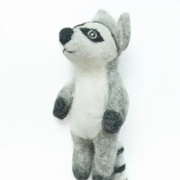 Raccoon Felted Finger Puppet