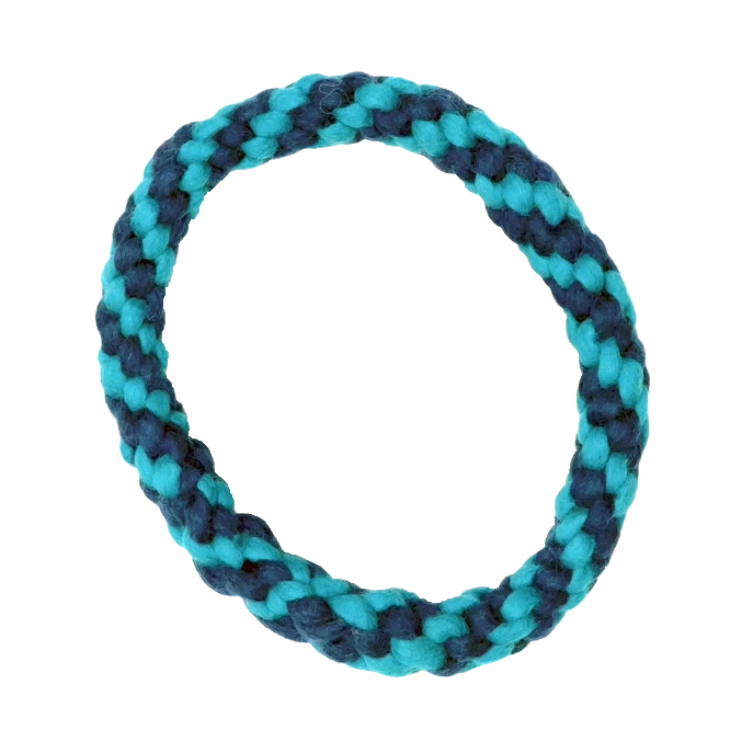 Blue &amp; Turquoise Felt Rope Ring Dog Toy 10"