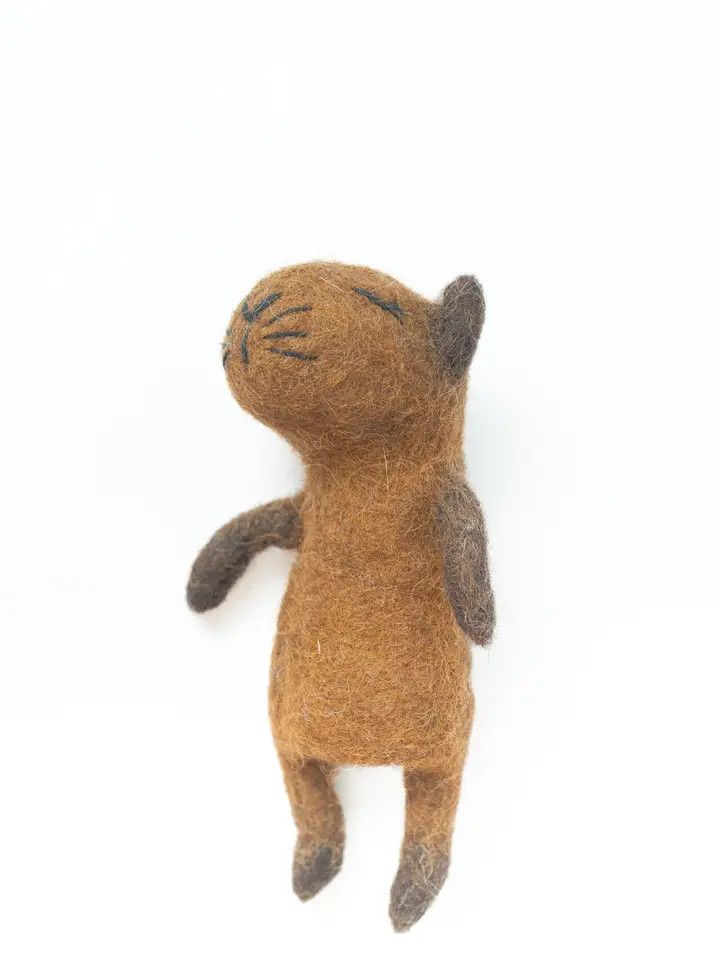 Capybara Felted Finger Puppet