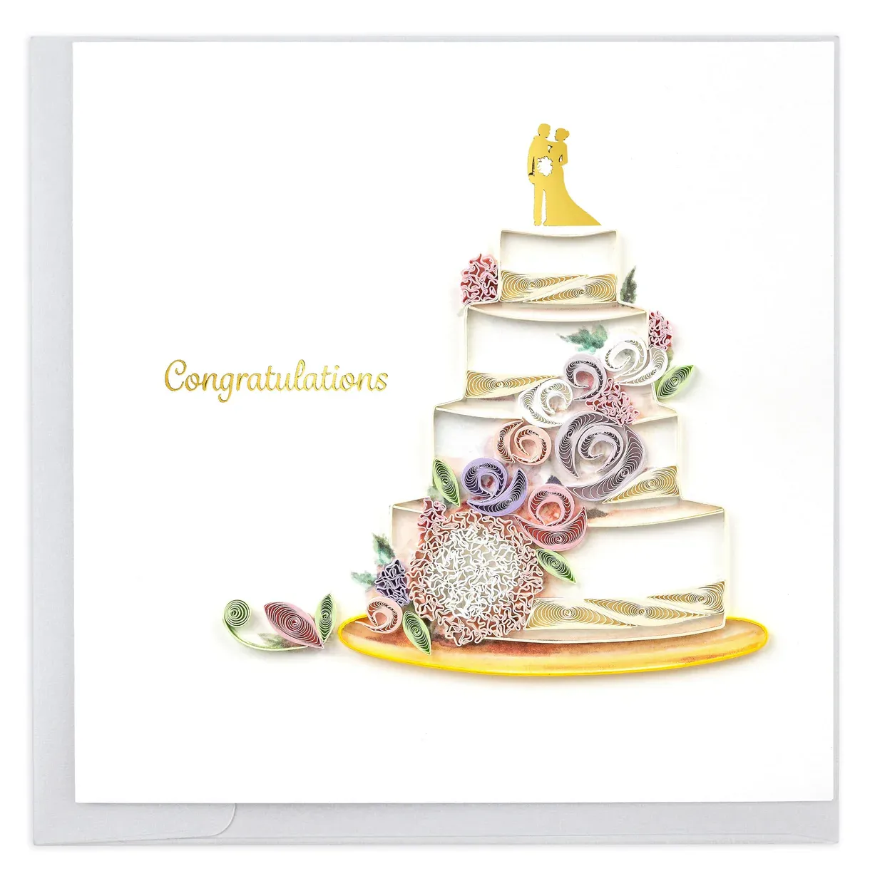 Floral Wedding Cake Quilled Card
