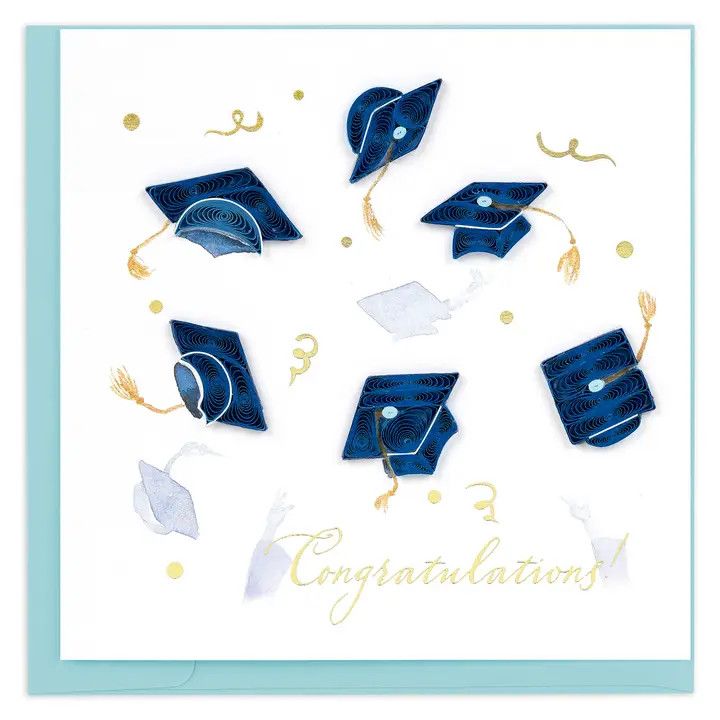 Congrats Grad Caps Quilled Card