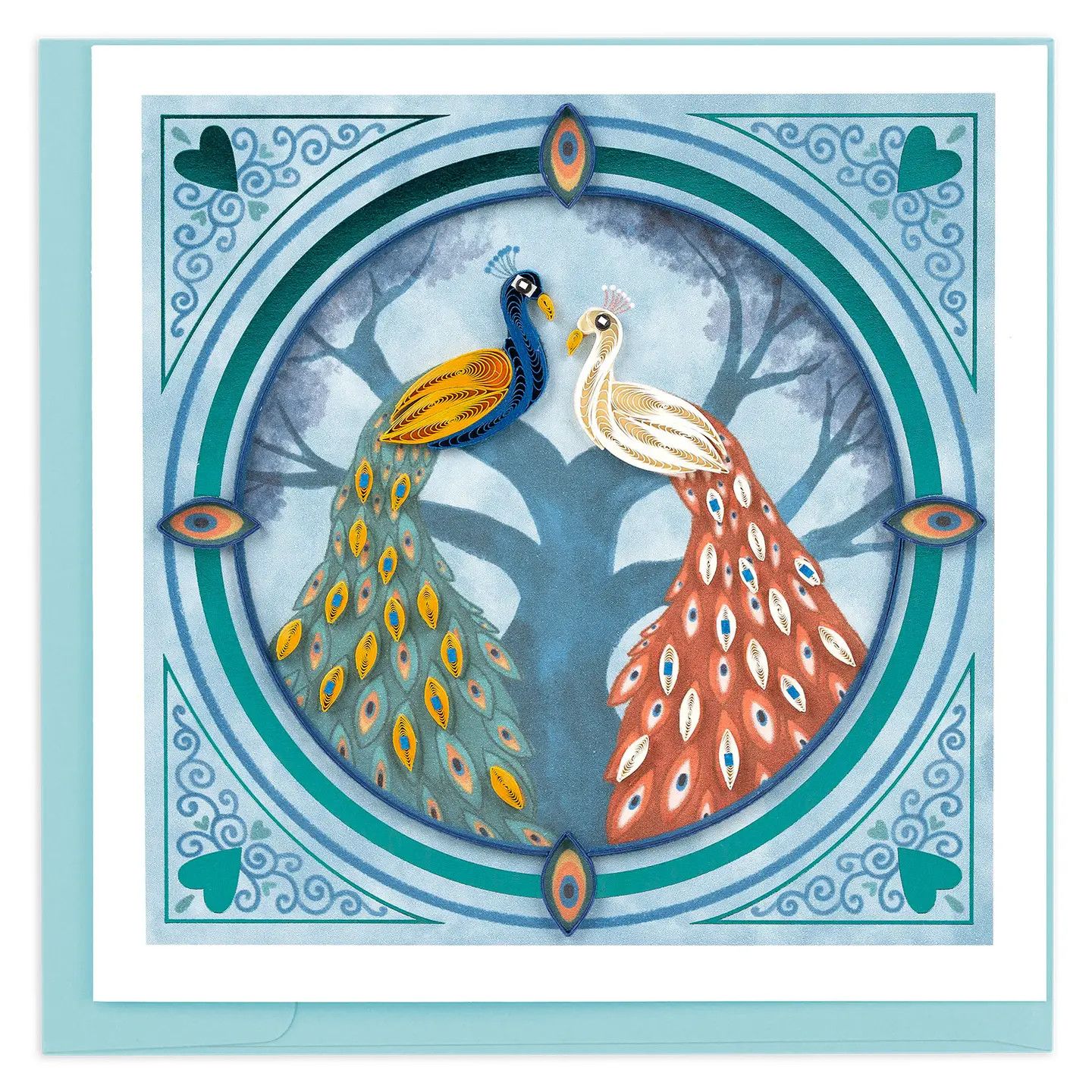 Peacock Pair Quilled Card