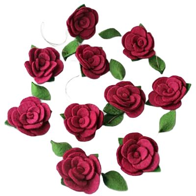 Felted Rose Garland Red
