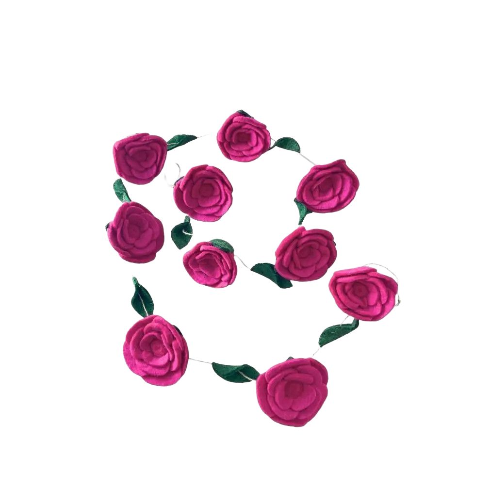Felted Rose Garland Pink