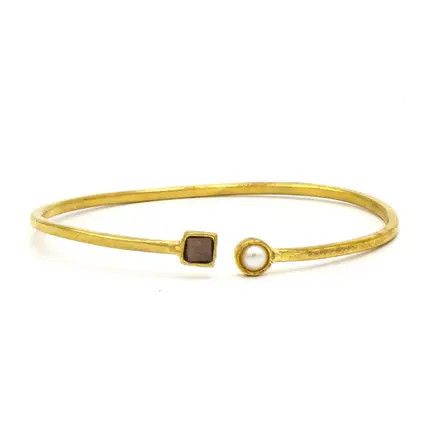 Pearl Elegance Adjustable Cuff Bracelet Brass