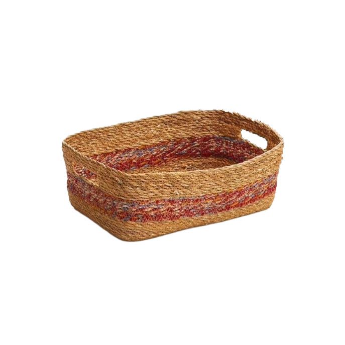 Recycled Sari &amp; Hogla Grass Basket