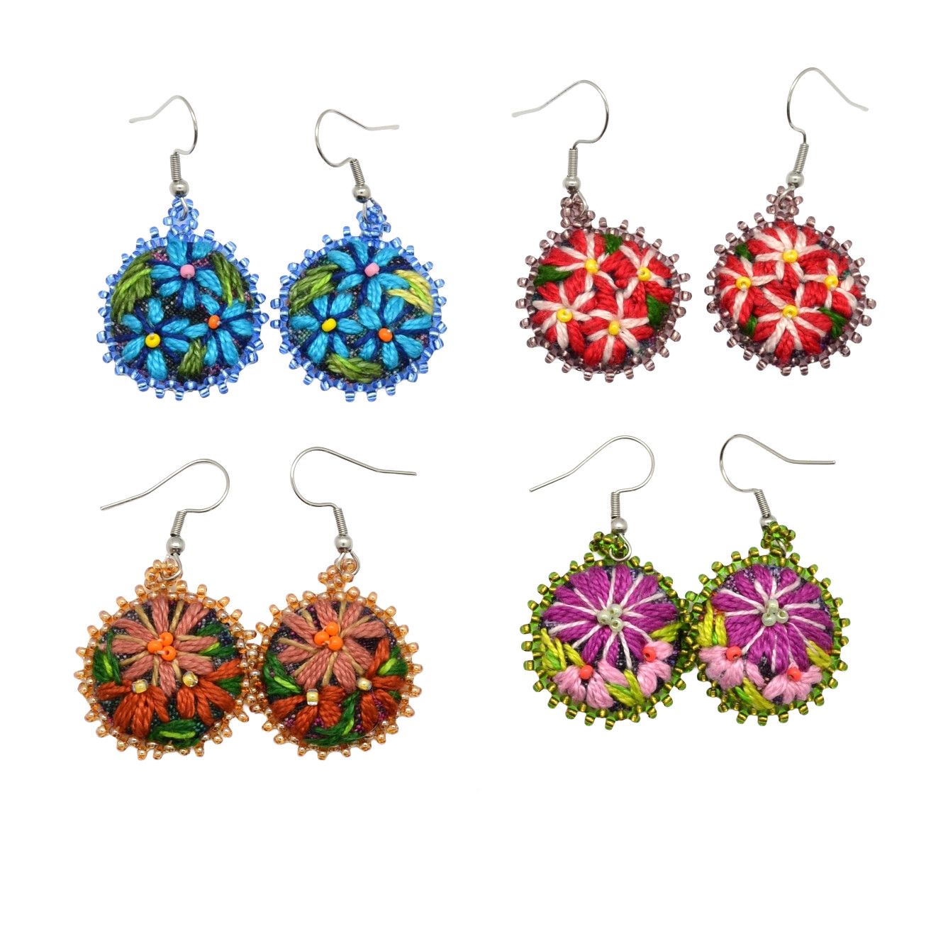 Corte Fabric Embroidered Drop Earrings