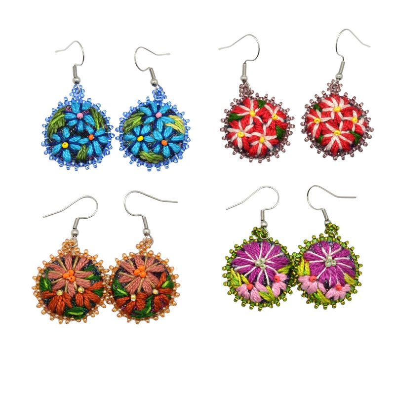 Corte Fabric Embroidered Drop Earrings