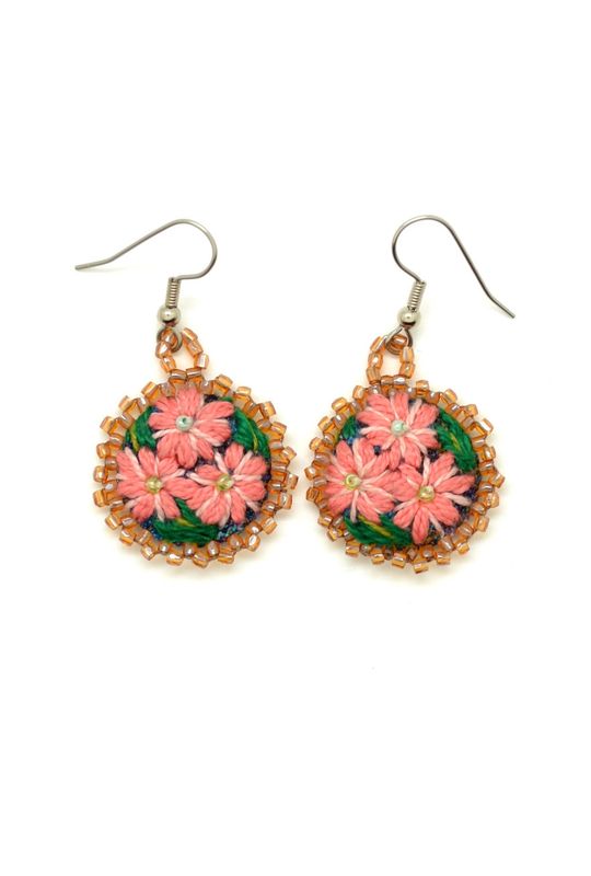 Corte Fabric Embroidered Drop Earrings