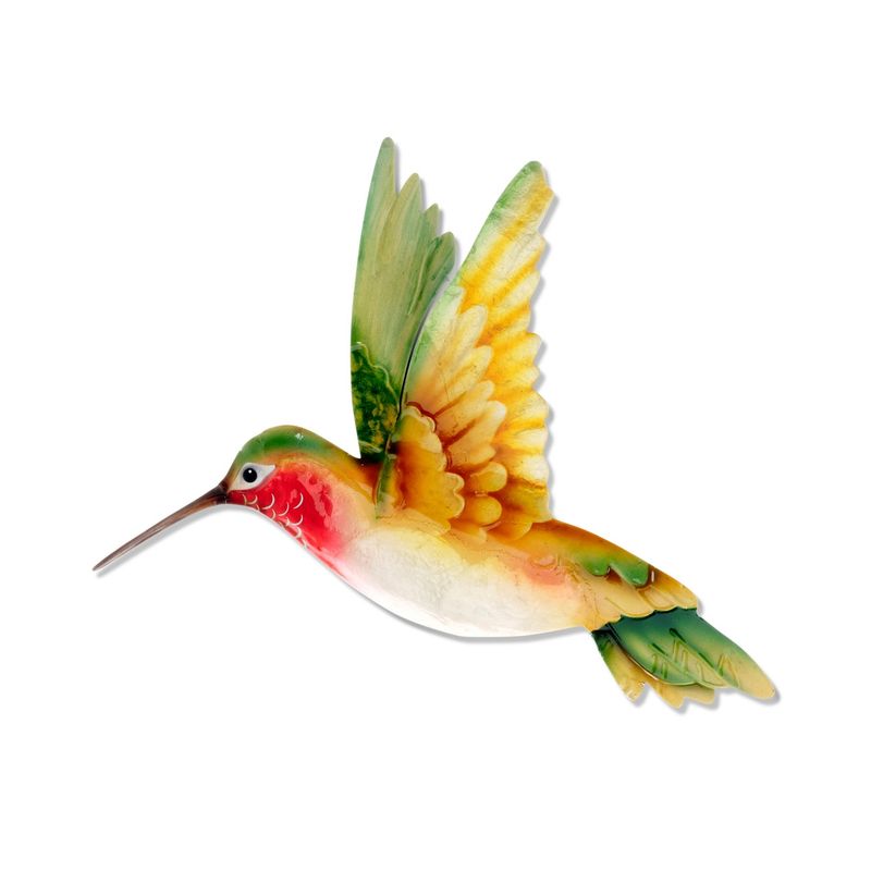Capiz and Metal Hummingbird - Green &amp; Red