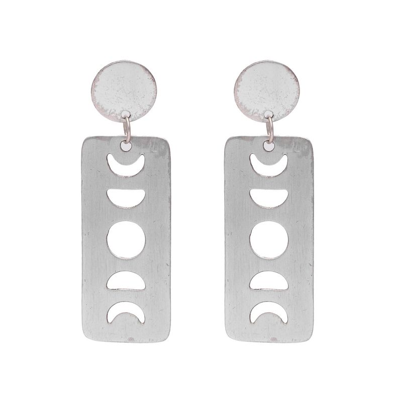 Moon Phase Earrings - Silver Plated Brass