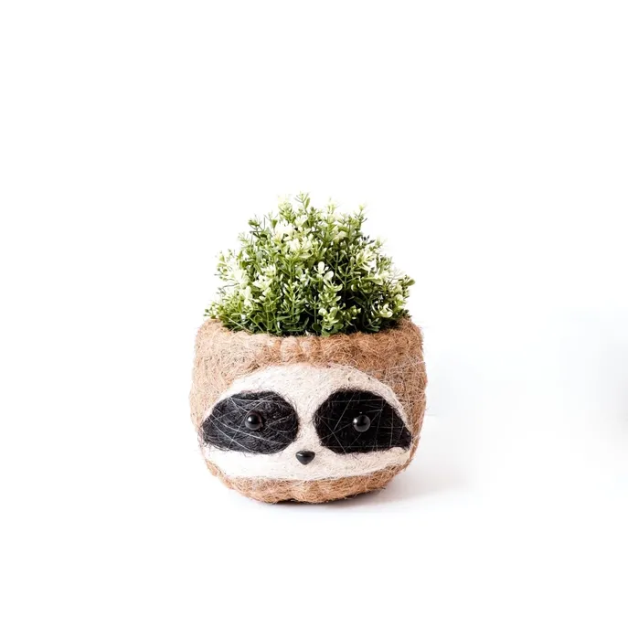 Coco Coir Sloth Planter Black