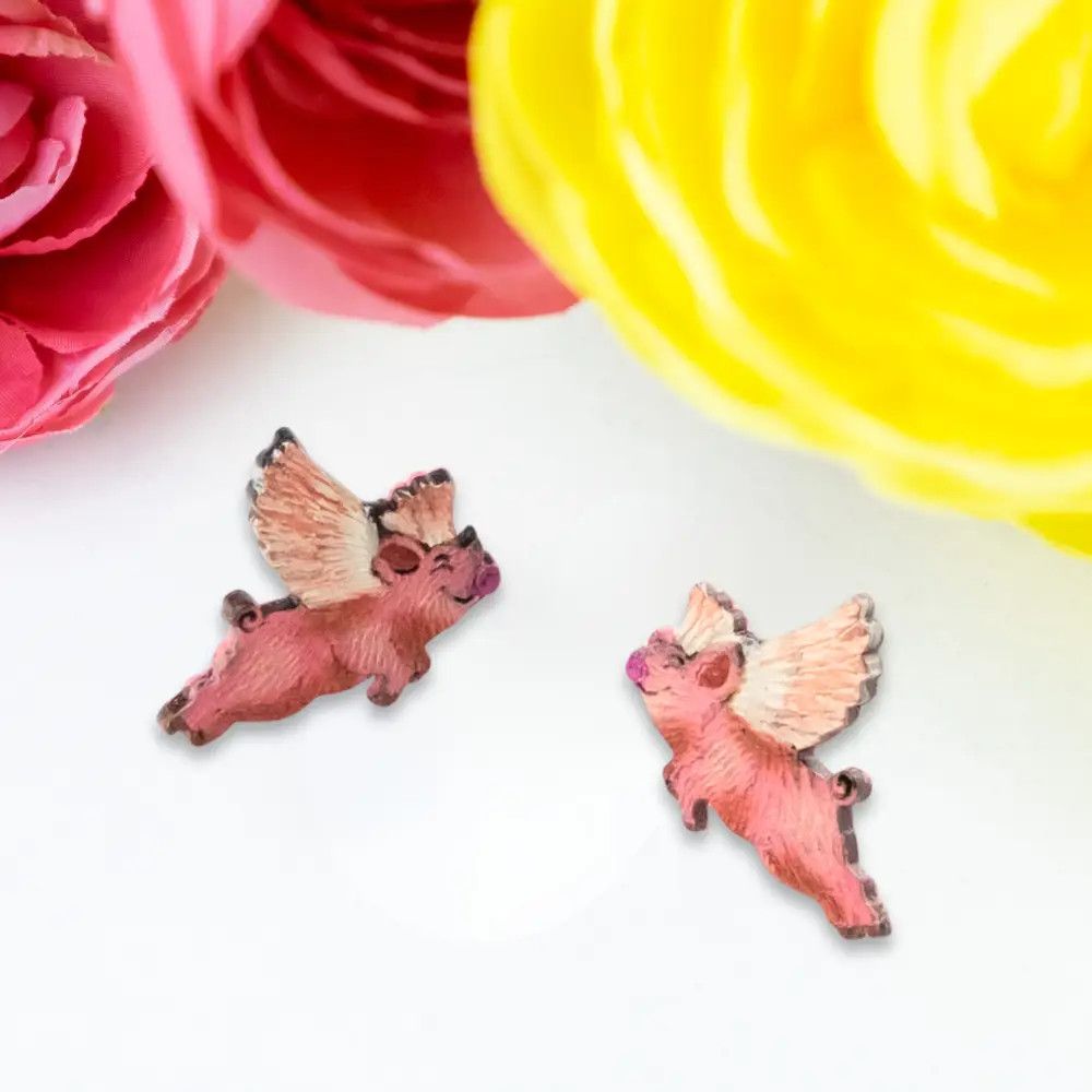 Flying Pig Gourd Post Earrings