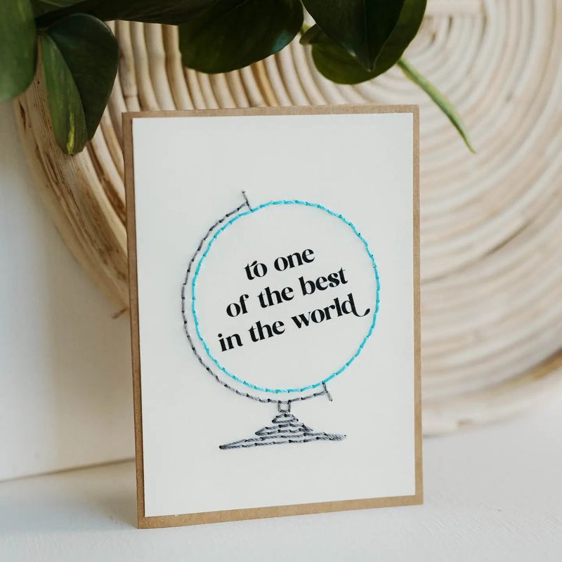 Best in the World Embroidered Greeting Card