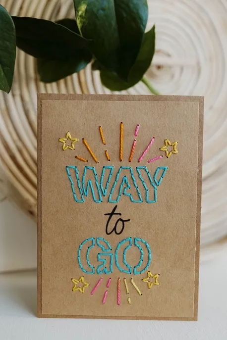 Way To Go Embroidered Greeting Card