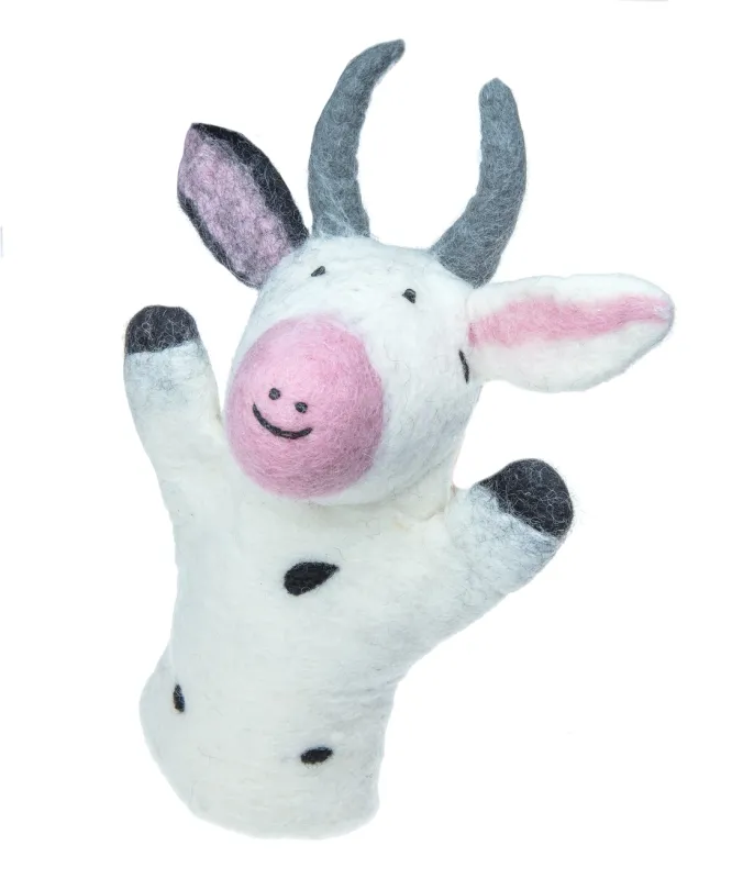 Cow Felted Hand Puppet