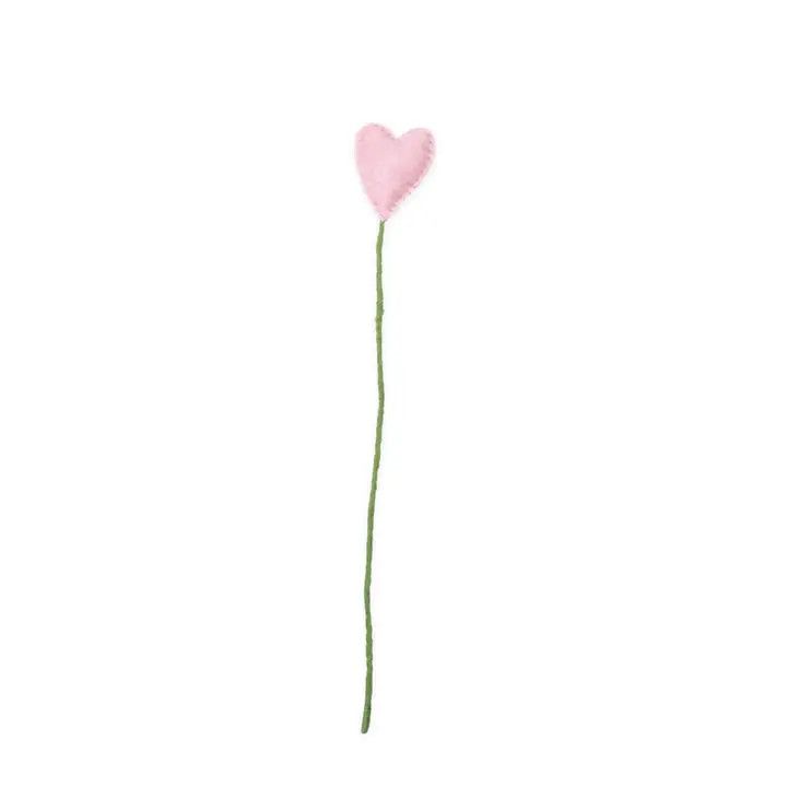Felted Heart Stem Pink