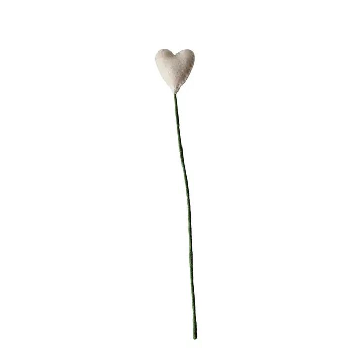Felted Heart Stem White