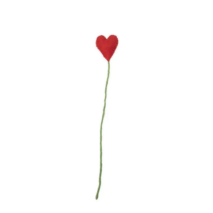 Felted Heart Stem Red