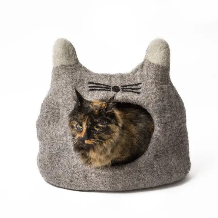 Natural &amp; Grey Kitty Felt Pet Cave