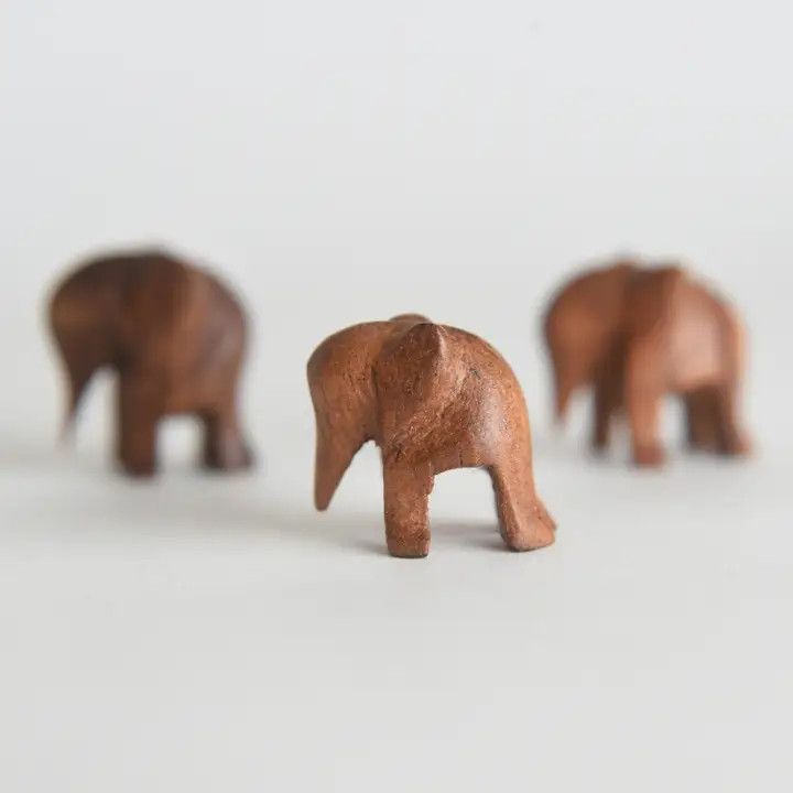 Hand-Carved Wooden Miniature Elephant