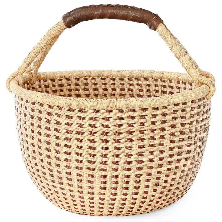 Basket Bolga Market Shopper Natural Checked