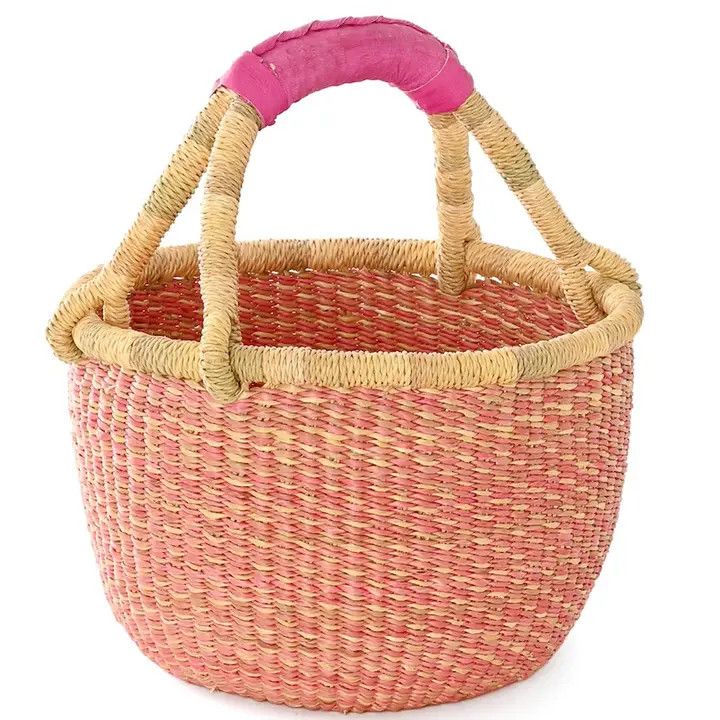 Basket Baby Bolga Pastel Pink Fleck