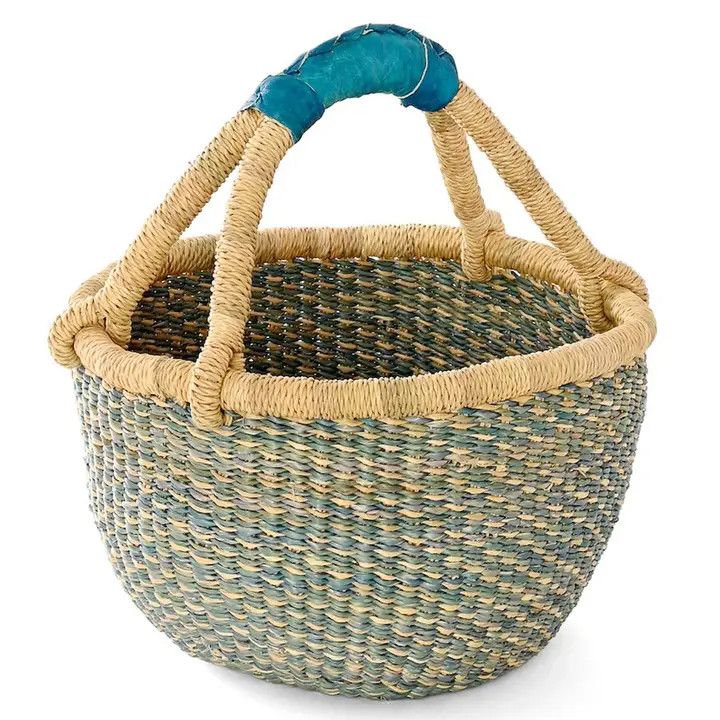 Basket Baby Bolga Pastel Blue Fleck