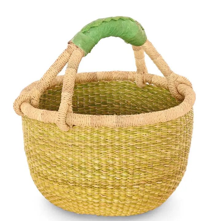 Basket Baby Bolga Pastel Green Fleck