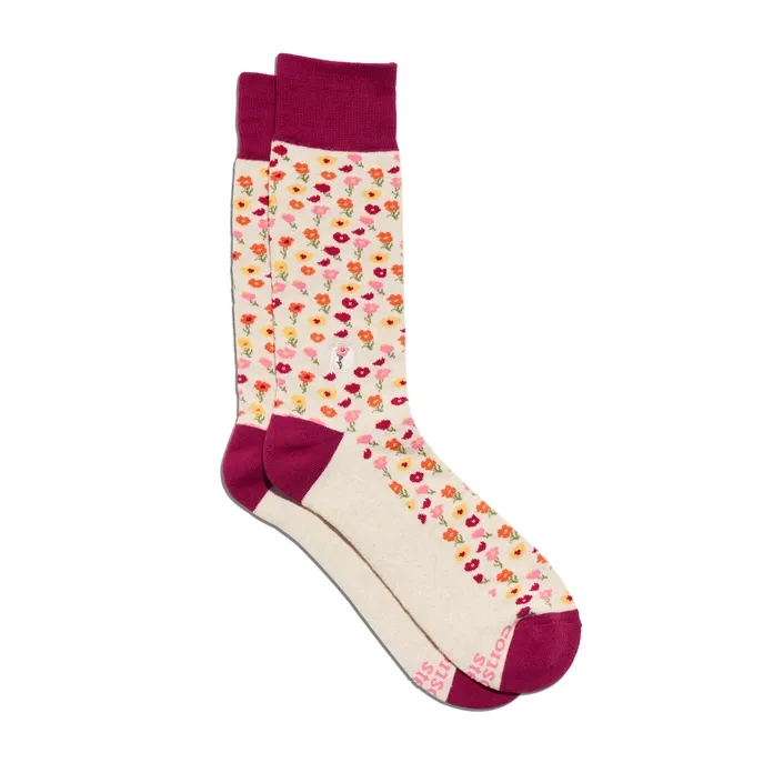 Crew Socks That Support Women's Equality Flowers, Size: Small
