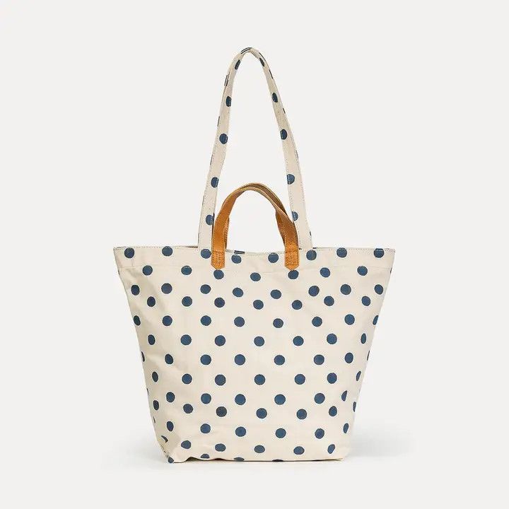 Block Print Carryall Tote  Indigo Dot