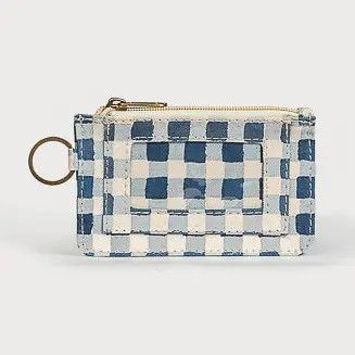 Block Print ID Pouch Indigo Gingham
