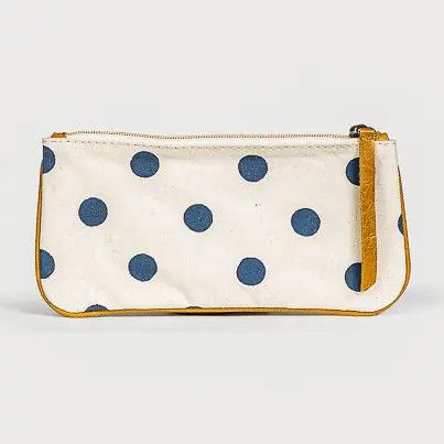 Block Print Pencil Pouch Indigo Dot