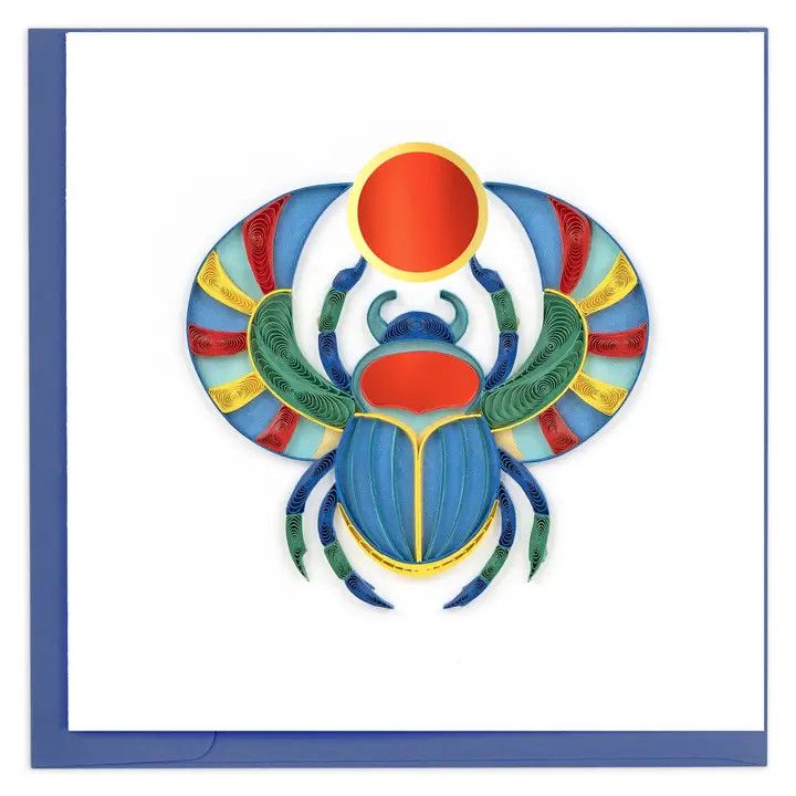 Egyptian Scarab Beetle Quilled Card