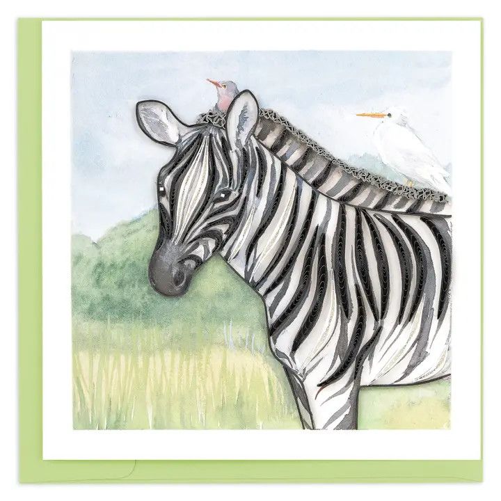 Zebra &amp; Birds Quilled Card