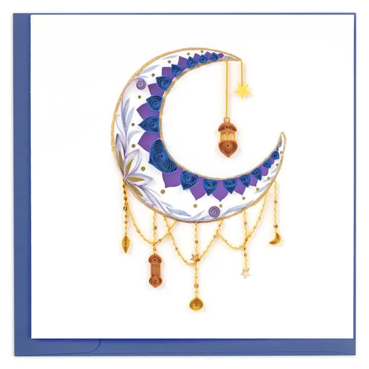 Decorative Crescent Moon Quilled Card