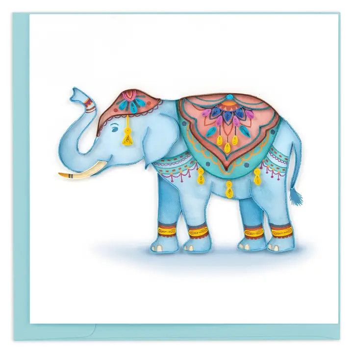 Decorated Elephant Quilled Card