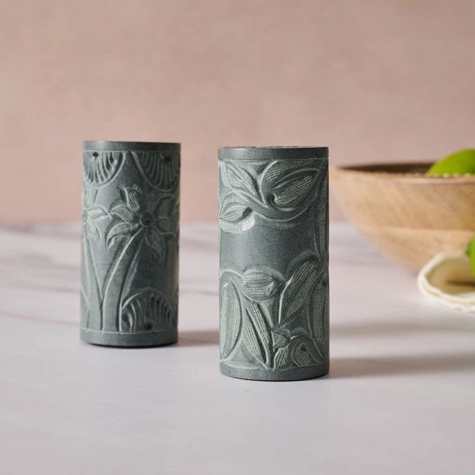 Palewa Stone Floral Salt &amp; Pepper Shakers