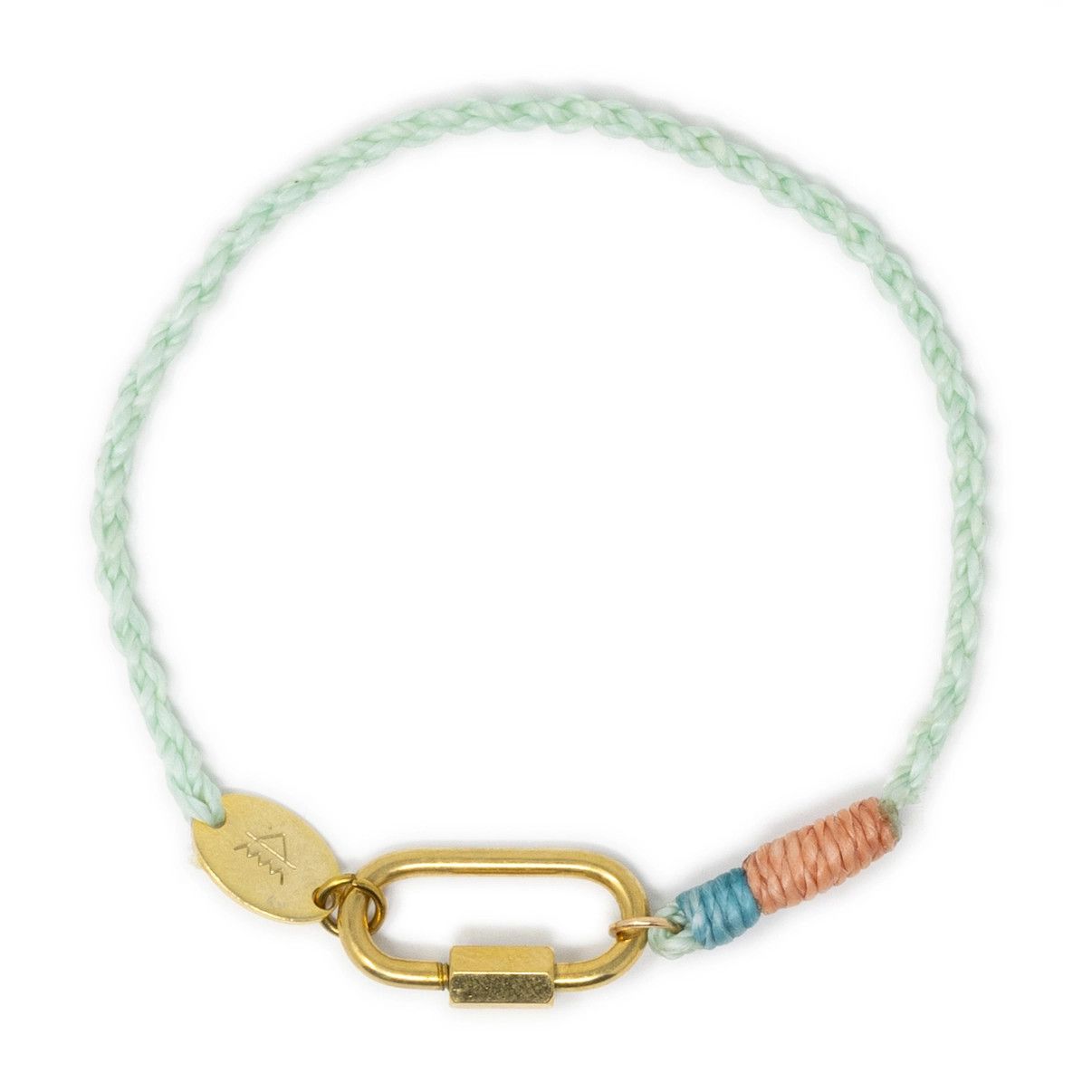 Rope Charm Bracelet - Cucumber with Teal and Coral