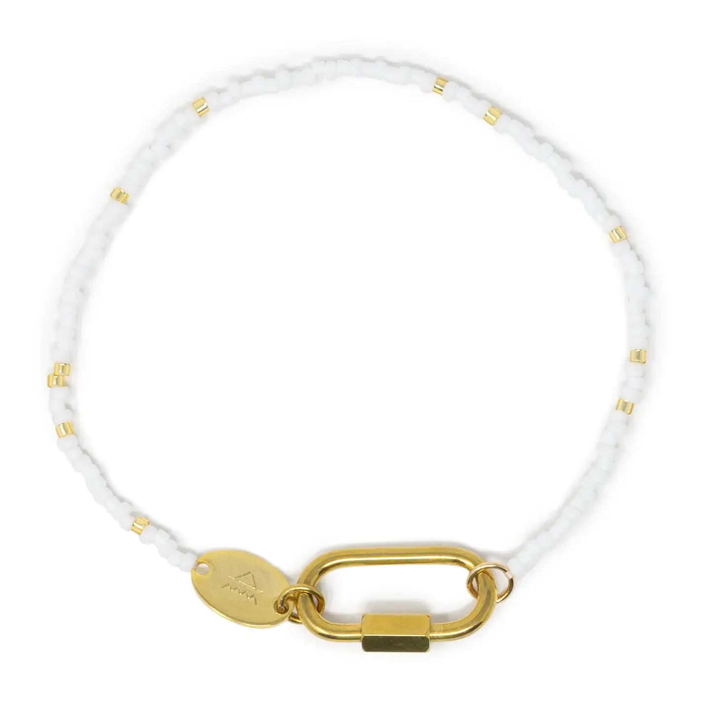Beaded Charm Bracelet - White and Gold